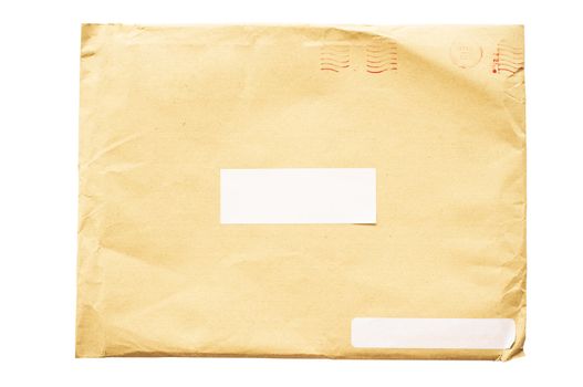 isolated crumpled envelope, with clipping path in jpg.
