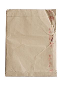 isolated crumpled envelope, with clipping path in jpg.