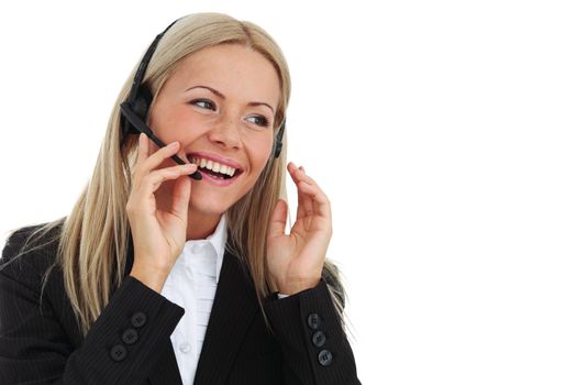  business woman speak with headset