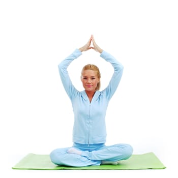 studio yoga woman isolated on white