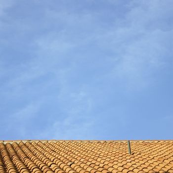 Clay roof and blue sky