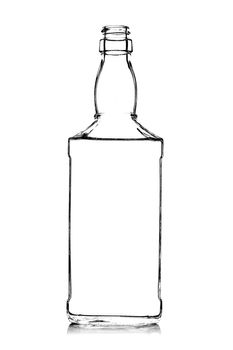 contour of an alcohol bottle, against white