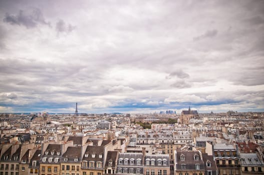 Panorama of Paris from a bird's eye, France