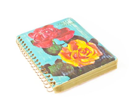 Old antique photo album isolated on white background