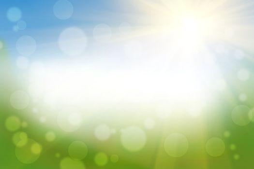 Spring Background with a sun and a bokeh effect and place for text