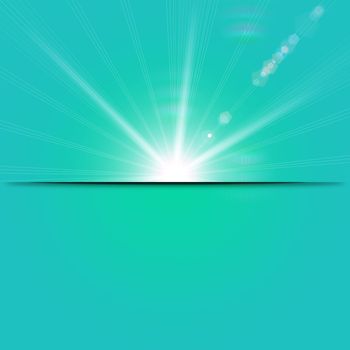 turquoise sunny spring background with place for text 