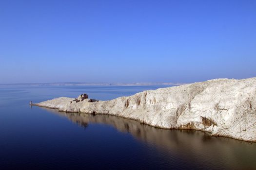 Lighthouse and the ruins of the far south point of the island Pag in Croatia