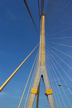 Mega sling Bridge,Rama 8, spanning the Choa Phraya river in bangkok Thailand