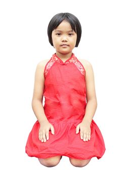 Children with red chinese dress isolated with white background







Asian children in red dress