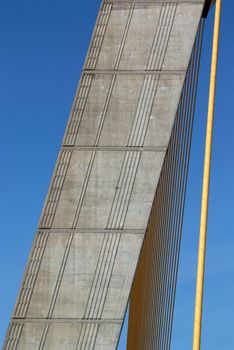 Detail of bridge construction over blue sky , the Rama 8 bridge, Bangkok, Thailand