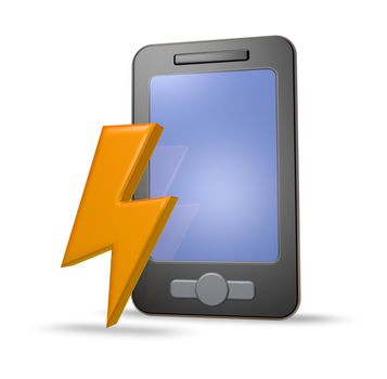 smartphone and flash symbol - 3d illustration
