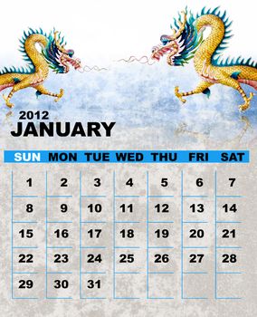 Calender 2012 January, Dragon's year