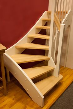 Elegant design wooden stairs staircase in a modern home