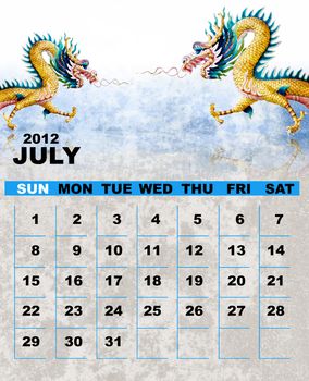 Calender 2012 July, Dragon's year