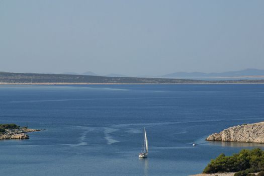 Boat sails the sea