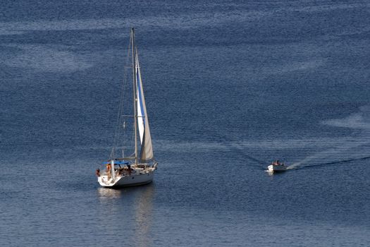 Boat sails the sea