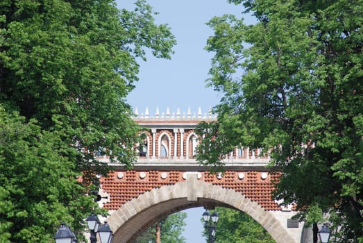 Bridge at the summer. Palace of queen Ekaterina in  Moscow. Zarizino (Tsaritsino, tsaritsyno, tsaritsino)