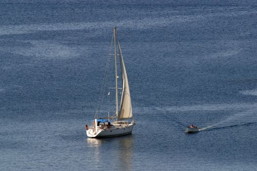 Boat sails the sea