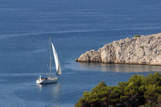 Boat sails the sea