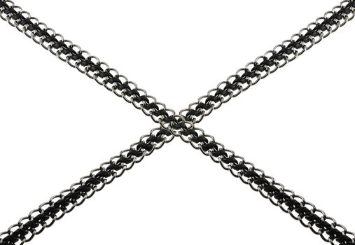 chain with the inserted leather thong. It is isolated on a white background