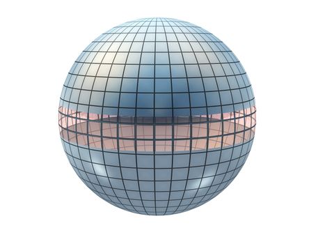 Abstract sphere (a futuristic building) - a sphere divided by equal lines and an insert from glass in the middle