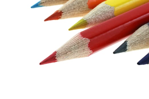 red pencils. It is isolated on a white background
