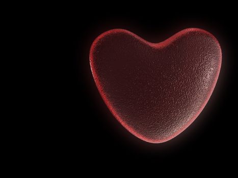 Ruby heart. The image of glass heart on a black background