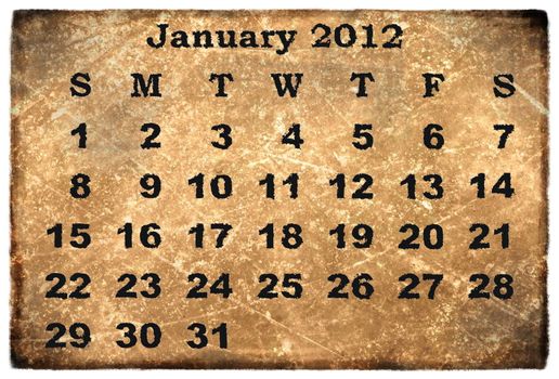 old grunge monthly calendar 2012