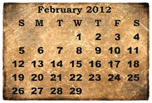 old grunge monthly calendar 2012