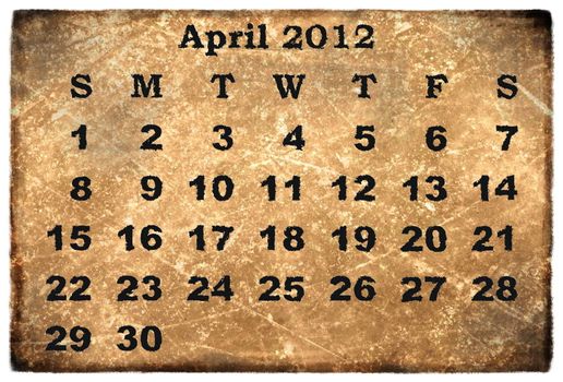 old grunge monthly calendar 2012