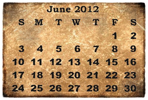 old grunge monthly calendar 2012