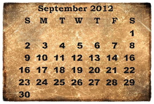 old grunge monthly calendar 2012