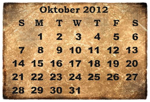 old grunge monthly calendar 2012