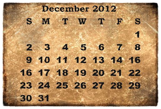 old grunge monthly calendar 2012