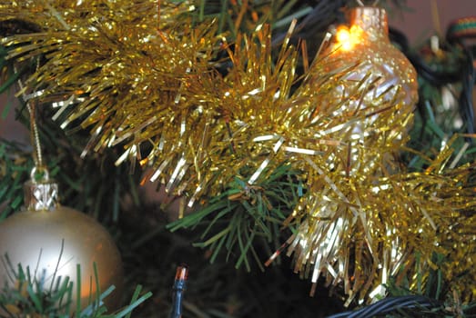 christmas tree decorated with tinsel