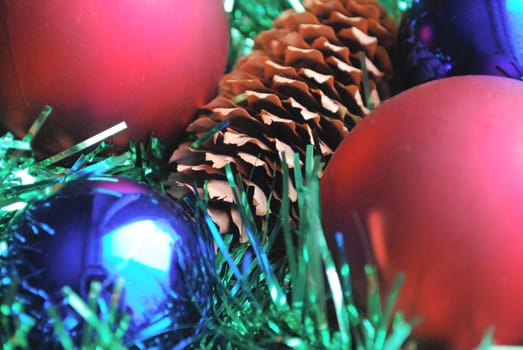 christmas decoration with balls and cone