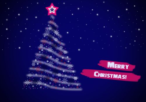 Christmas greeting on the blue background