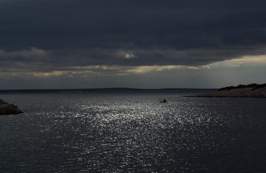 View of sky and sea few minutes before storm.