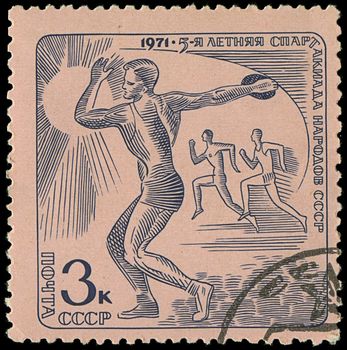 USSR - CIRCA 1971: stamp printed in USSR shows  athletes, about 1971