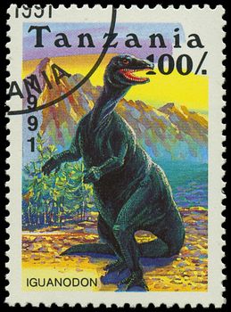 TANZANIA - CIRCA 1991: A stamp printed in Tanzania shows Iguanodon, circa 1991