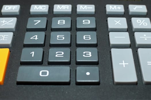 Keypad of a calculator close up