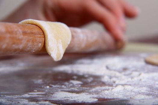 hand made ravioli getting prepared on table 