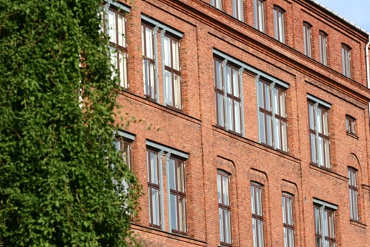 wall of a house partly  in brick in denmark