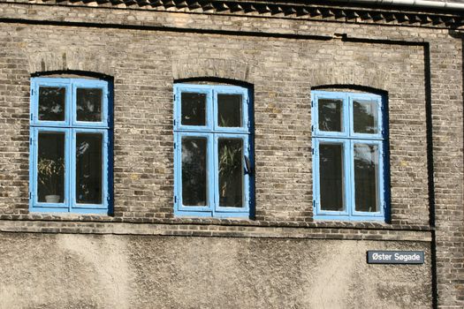 wall of a house partly  in brick in denmark