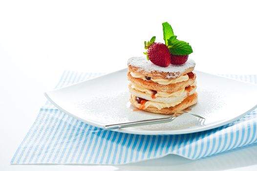 Beautiful decorated cake, heart with strawberry