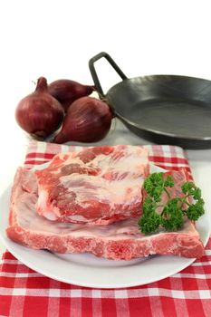 two pieces of spare ribs on a white background