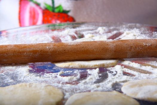 hand made ravioli getting prepared on table 