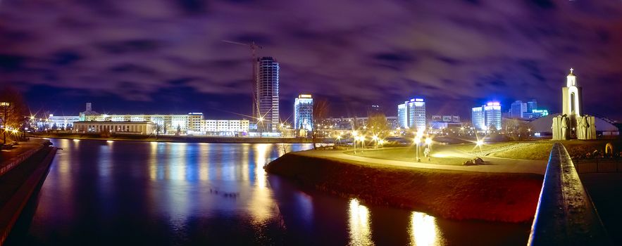 panorama of Minsk city at night