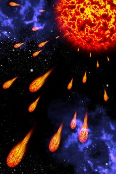 Sun explode the comet to the space area, Comet concept