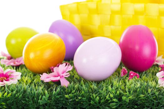 Easter eggs in a basket